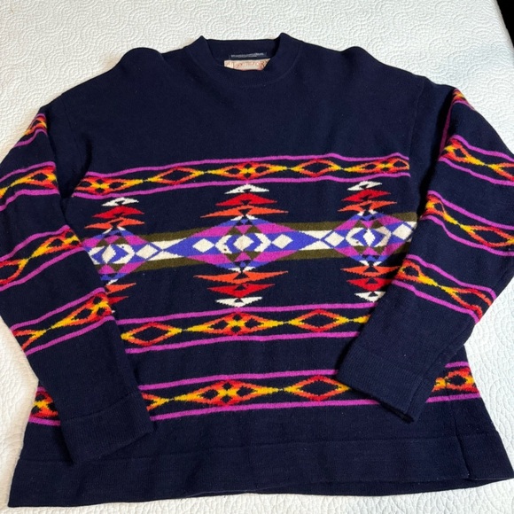 Vintage Tommy Hilfiger Classic Surplus Style Lambs Wool Aztec Medium Rare - Picture 4 of 9